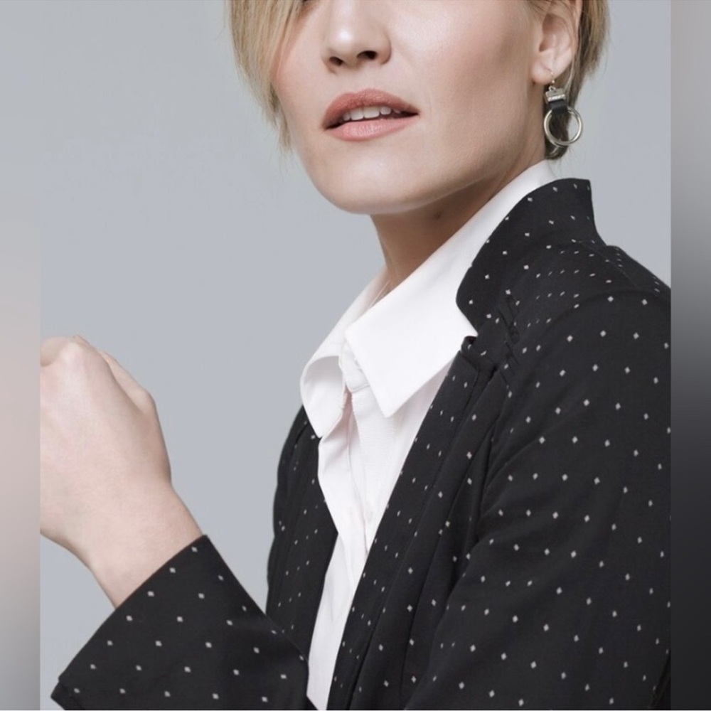 White House Black Market Black Blazer with white polka dots - Picture 2 of 8